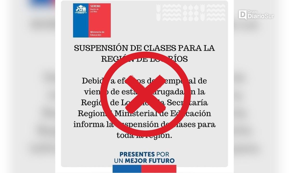Seremi de Educación aclara que no se ha decretado suspensión de clases en Los Ríos