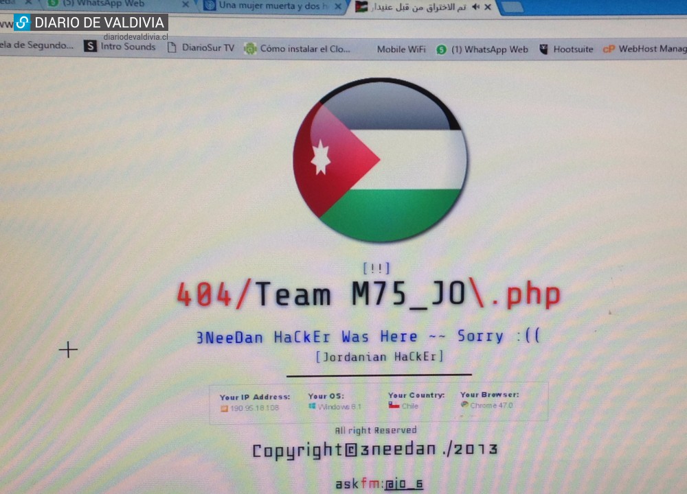 Adherentes a la causa palestina hackearon web de la Municipalidad de Valdivia