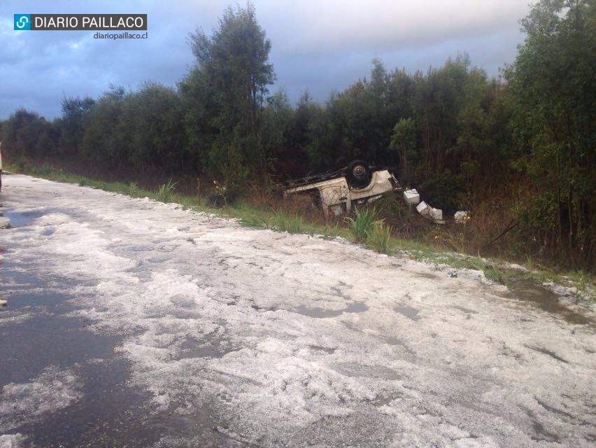 Intensa granizada causó triple colisión en la ruta 5 Sur