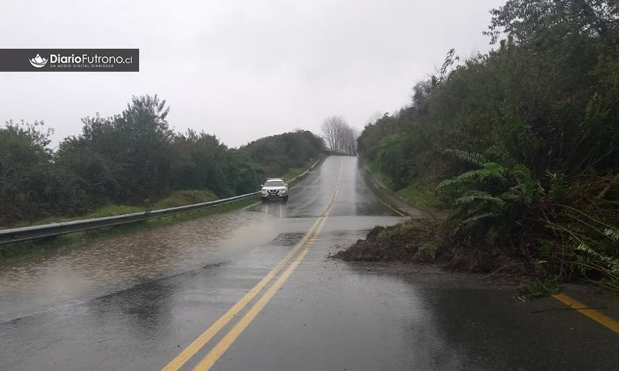 Trabajan en el despeje de un deslizamiento de terreno en ruta Futrono-Llifén