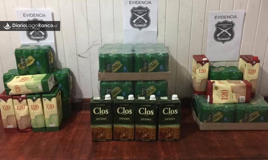Carabineros allanó 3 locales de venta de alcohol clandestino en Lago Ranco