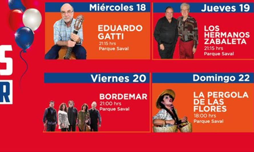 Con grandes invitados, Valdivia celebrará el 18 en el Parque Saval