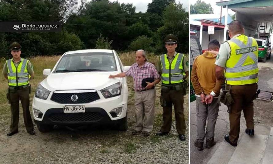 Tras persecusión, Carabineros de Los Lagos recuperó camioneta robada en Paguipulli