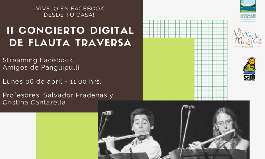 Corporación de Adelanto Amigos de Panguipulli dará este lunes un concierto de flauta traversa online