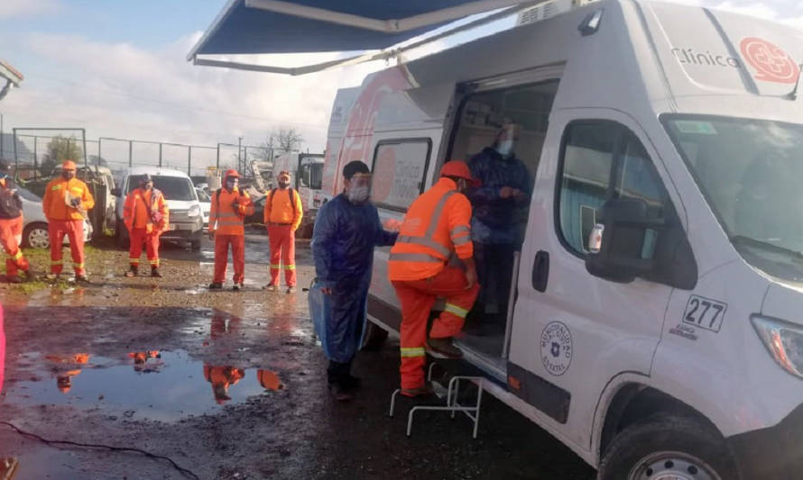 Clínica Móvil Municipal realiza test para detectar Coronavirus a trabajadores de aseo y ornato