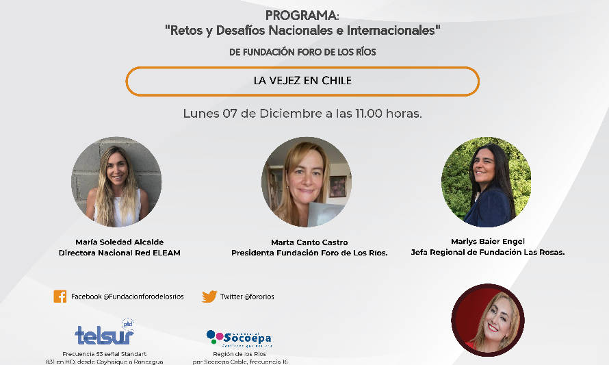 Fundación Foro de Los Ríos conversará este lunes sobre "La vejez en Chile"