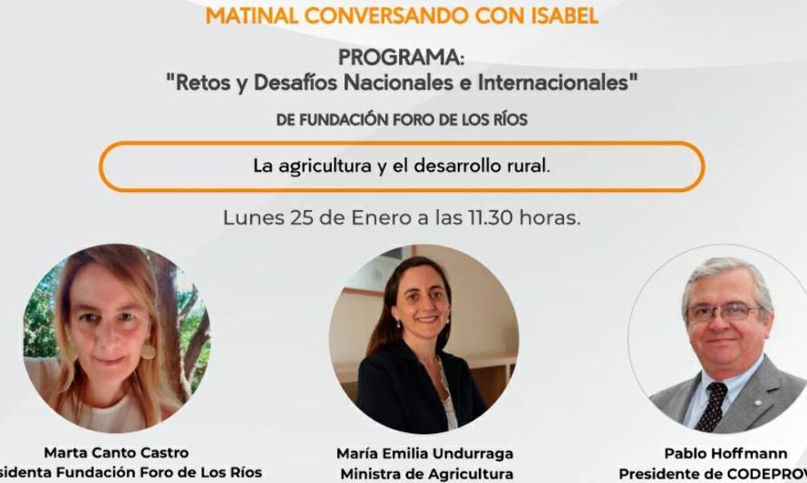 Ministra de Agricultura estará en "Desafíos Nacionales e Internacionales para la región de Los Ríos"
