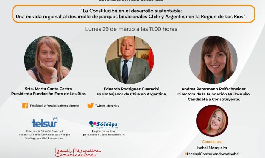 Fundación Foro de Los Ríos invita a conversar sobre la nueva Constitución y desarrollo sustentable