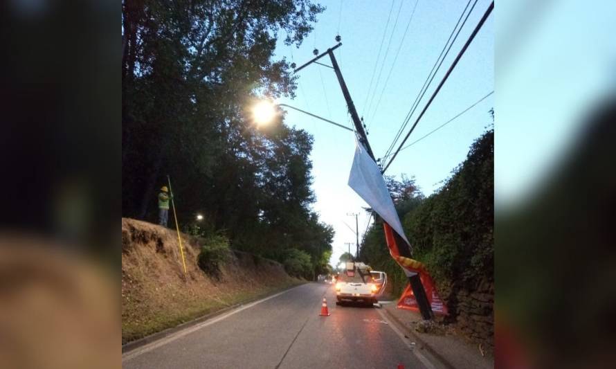 Valdivia: Saesa reporta corte de luz en Isla Teja por poste caído