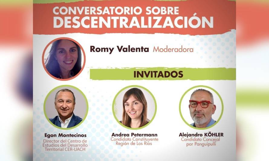 Ex autoridades de Los Ríos participarán en conversatorio sobre descentralización junto a candidata a Constituyente