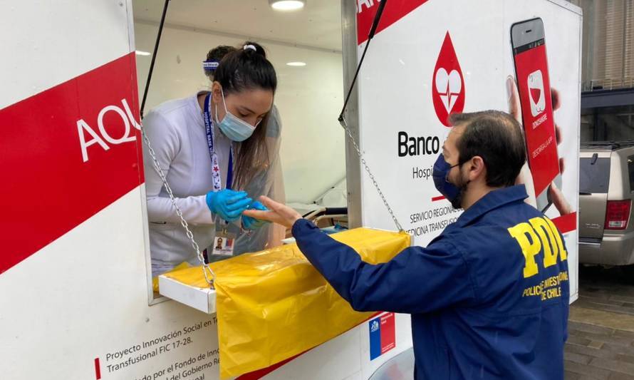 Detectives PDI participaron de  donación de sangre para Hospital Base de Valdivia
