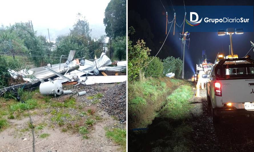 Voladura de techo provocó daños en instalaciones de Saesa y corte de suministro en la zona costera de Valdivia