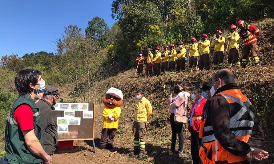 Prevención de incendios forestales: Conaf Los Ríos realiza unidad demostrativa en el sector costero