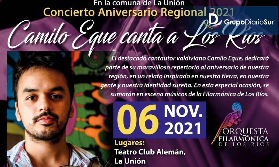 Concierto de aniversario regional: "Camilo Eque canta a Los Ríos" en La Unión