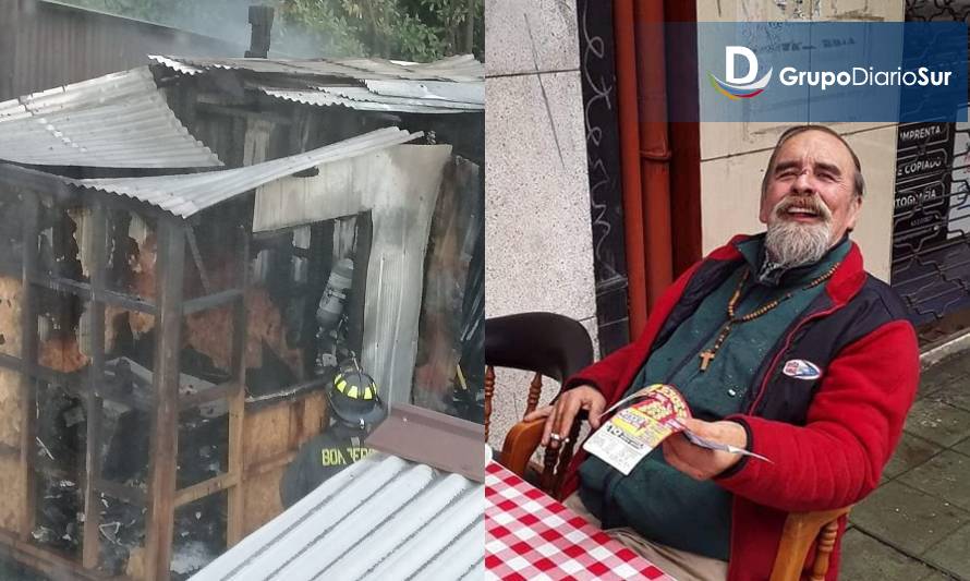 Un conocido adulto mayor de Valdivia perdió su vivienda en incendio