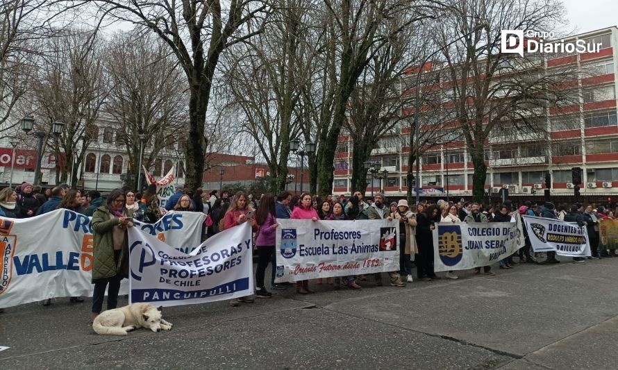 Profesores protestaron por las calles de Valdivia