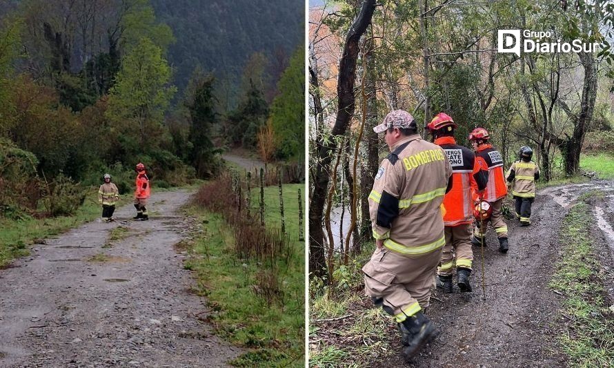 Bomberos, Carabineros y vecinos efectuaron labores de búsqueda.Créditos: Bomberos de Futrono.