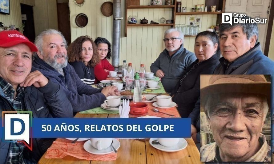 Siete de los 12 niños que realizaron la caminata se reunieron medio siglo después, y recordaron a quien los resguardó en pleno toque de queda. Créditos: Diario Futrono.