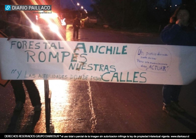 Vecinos de Pichirropulli se movilizan y cortan el tránsito a camiones forestales